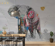 3D Animal Elephant Grassland Tree Wall Mural Wallpaper YXL 2903