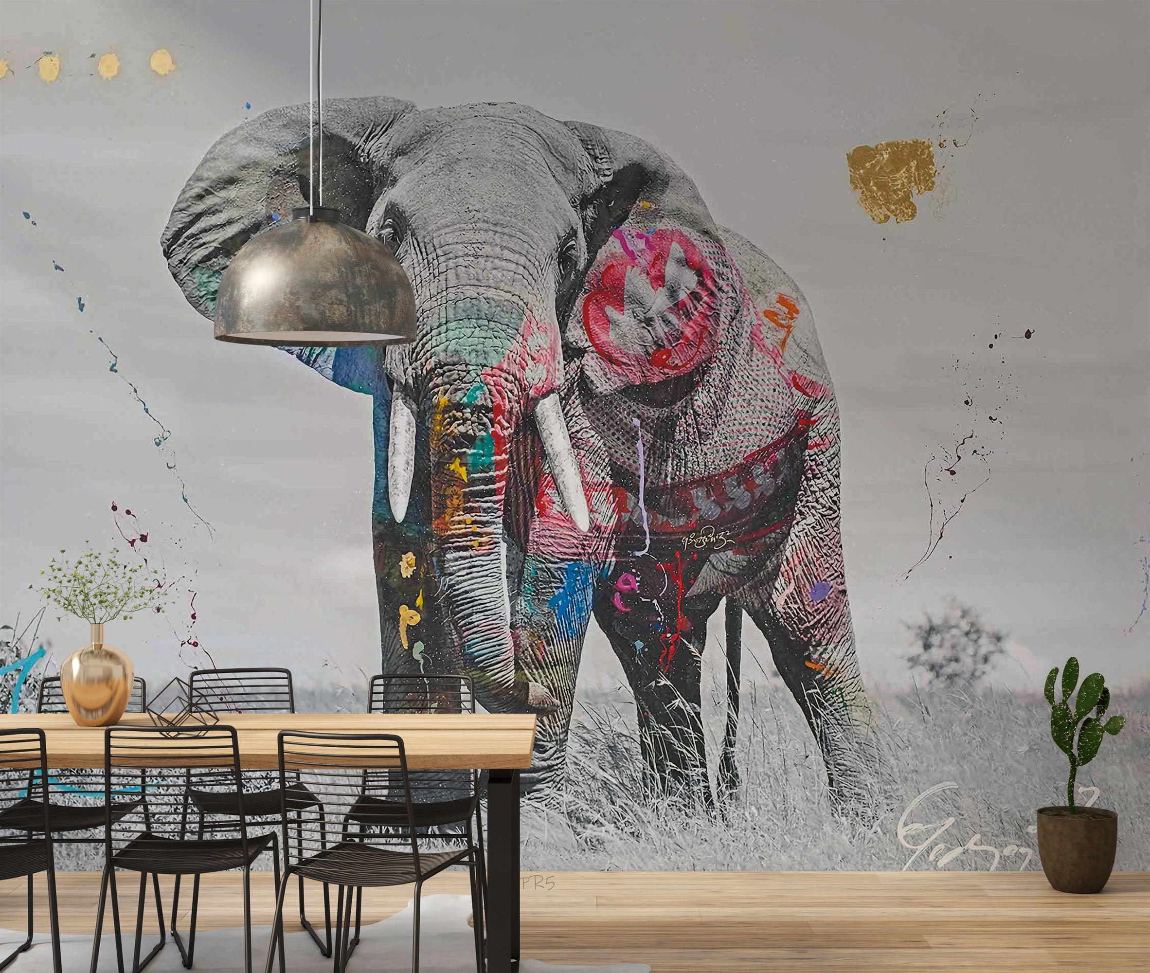 3D Animal Elephant Grassland Tree Wall Mural Wallpaper YXL 2903