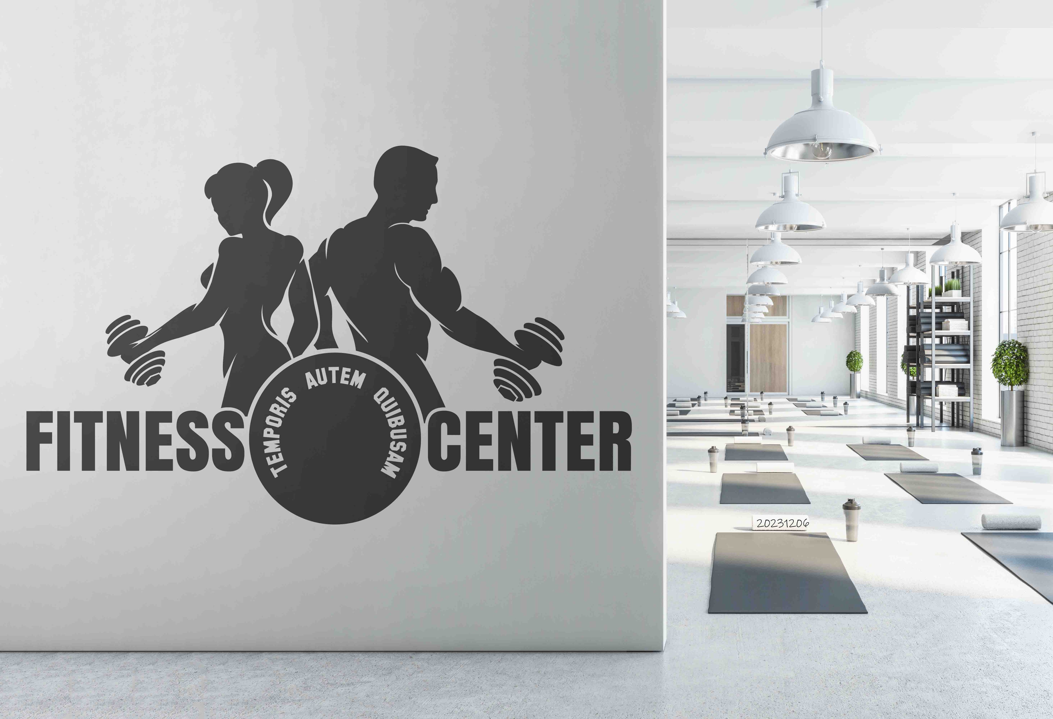3D Poster Letter Kettle-Bell Man Woman Round Wall Mural Wallpaper YXL 91