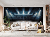 Basketball Court Lamplight Spectator Seats Wallpaper basketball wall mural for bedroom, gym or sports room