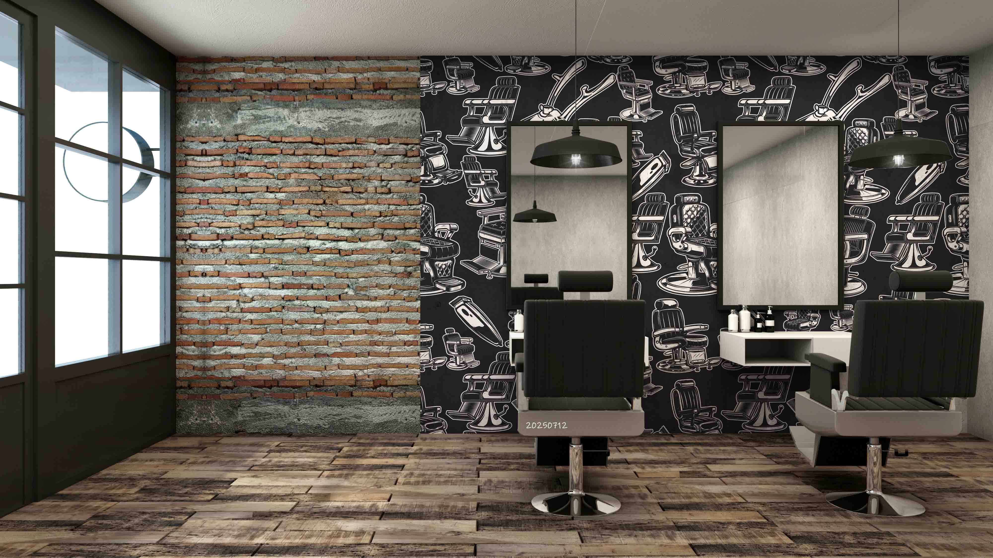 3D Barber Shop Hair Salon Haircut Specialist Wall Mural Wallpaper 4