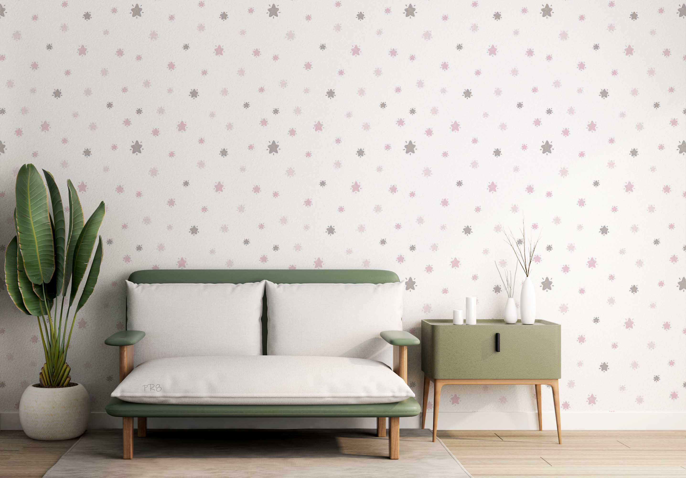 3D Star Pattern White Background Wall Mural Wallpaper GD 4538- Jess Art Decoration