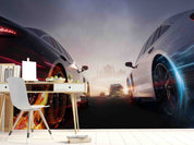 3D White Black Sports Car Wallpaper Wall Mural Wall Decor Wall Art Wall Sticker Remoable Wallpaper