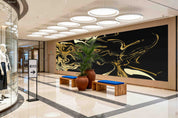 3D Retail Shop Store Market Trade Marble Gold Black Wall Mural Wallpaper 21
