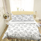 3D Leaf White Quilt Cover Set Bedding Set Duvet Cover Pillowcase 20