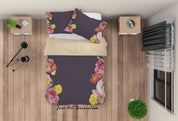 3D Floral Leaf Hydrangea Brown Quilt Cover Set Bedding Set Duvet Cover Pillowcase 184