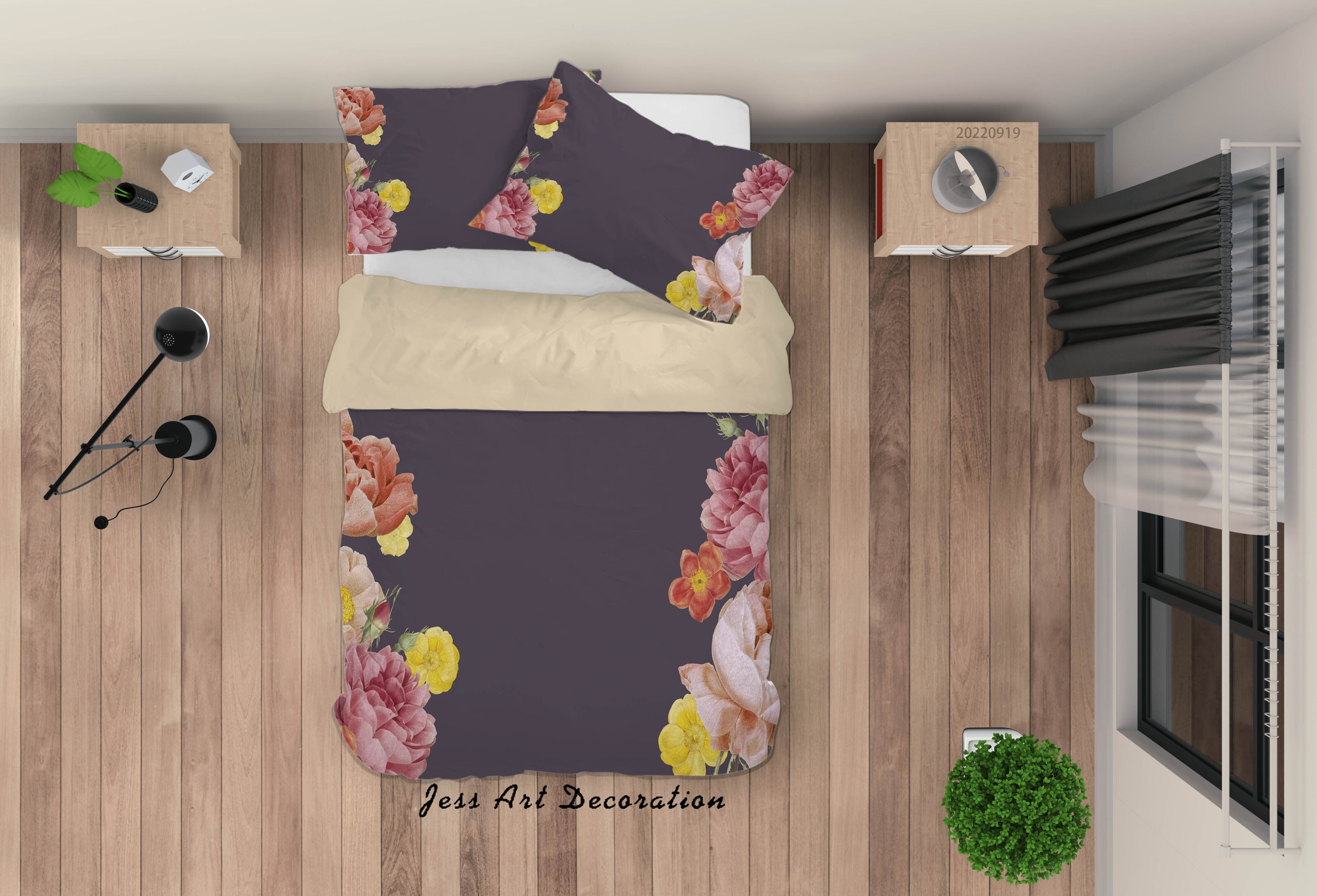 3D Floral Leaf Hydrangea Brown Quilt Cover Set Bedding Set Duvet Cover Pillowcase 184