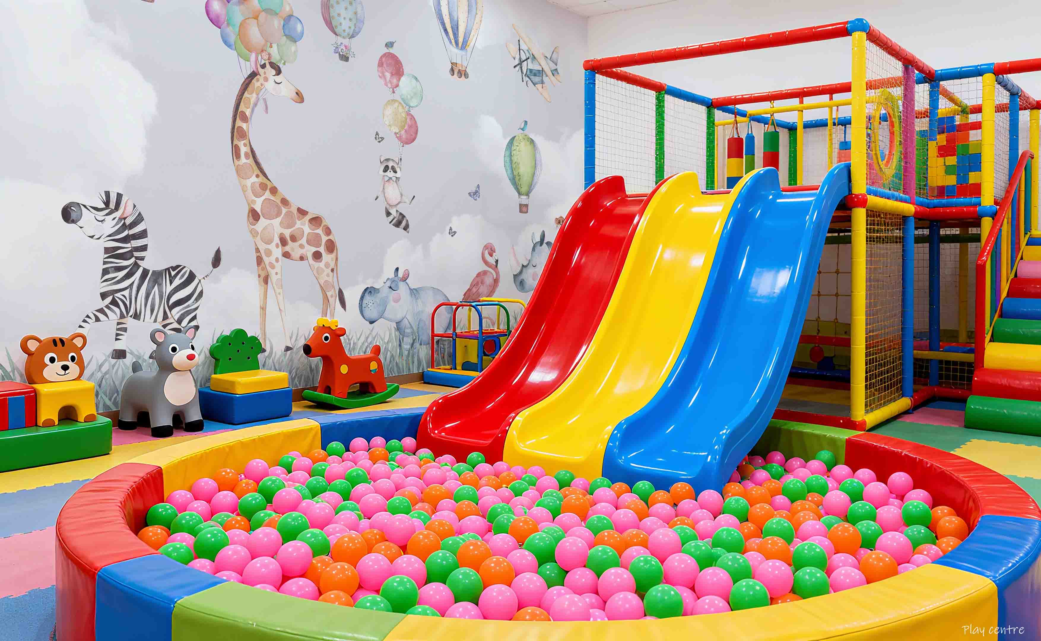 3D Play Centre Amusement Park Funfair Carnie Cartoon Animals Air Balloon Wall Mural Wallpaper 25