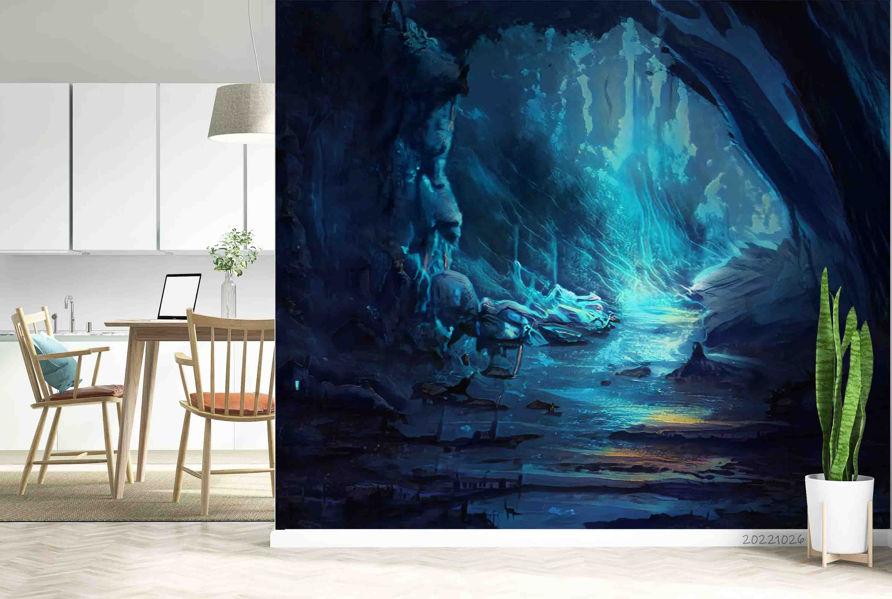 3D Abstract Blue Cave Painting Wall Mural Wallpaper GD 3192- Jess Art Decoration