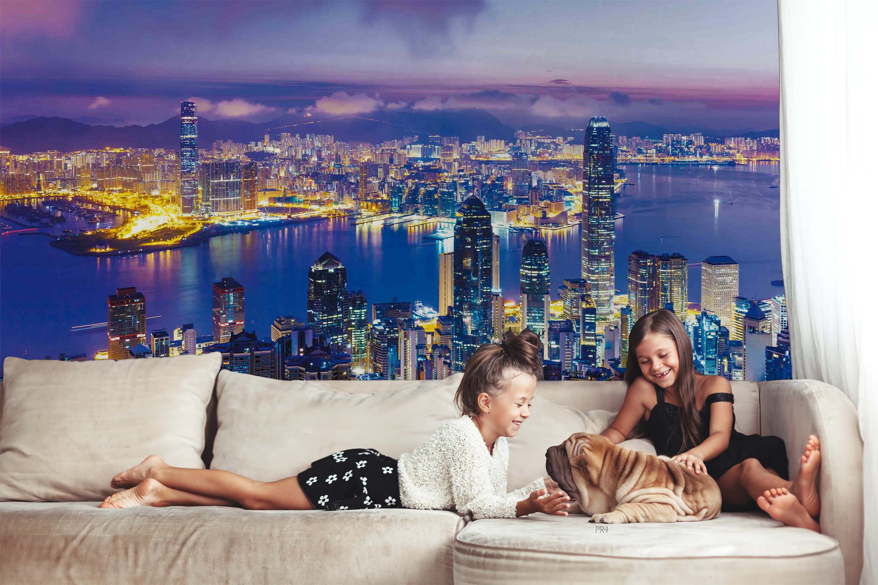 3D Night Urban Architecture Sea Sky Wall Mural Wallpaper YXL 2753