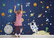 3D Cartoon Space Planet Satellite Star Wall Mural Wallpaper GD 4551- Jess Art Decoration