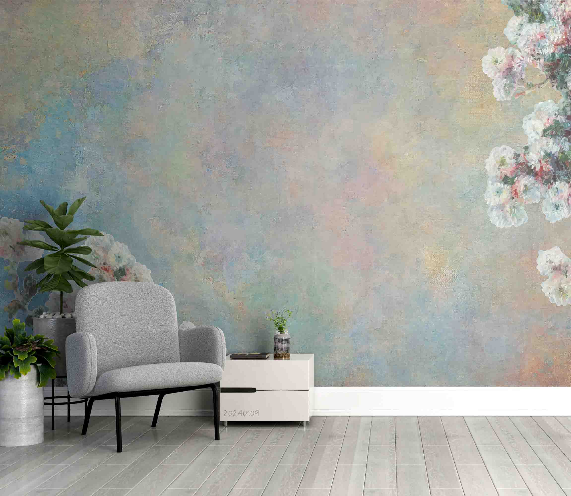 3D Oil Painting Floral  Hydrangea Leaf Wall Mural Wallpaper YXL 152