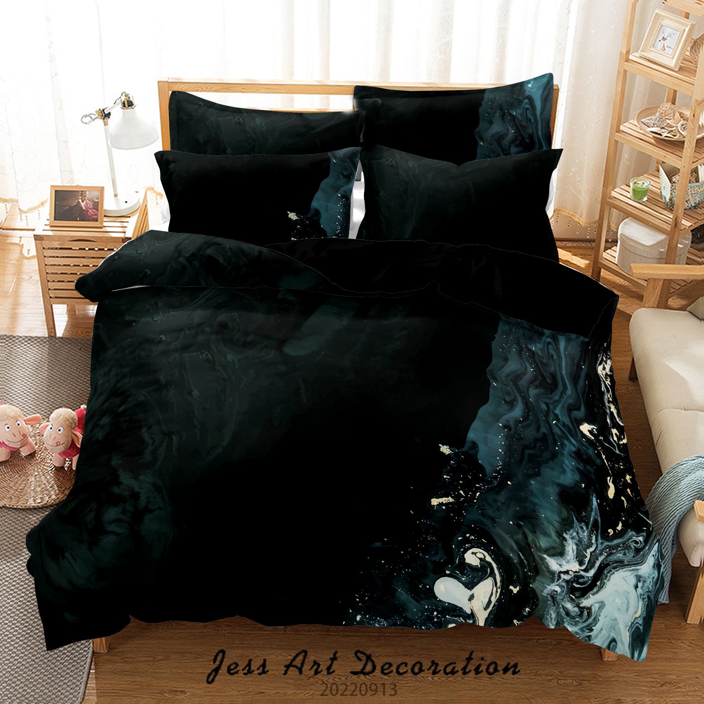 3D Ink And Wash Sea Wave Quilt Cover Set Bedding Set Duvet Cover Pillowcase 55