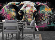 3D Animal Elephant Colours Graffiti Wall Mural Wallpaper YXL 1838