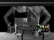 3D Muscle Woman Man Rrm Black Wall Mural Wallpaper YXL 64