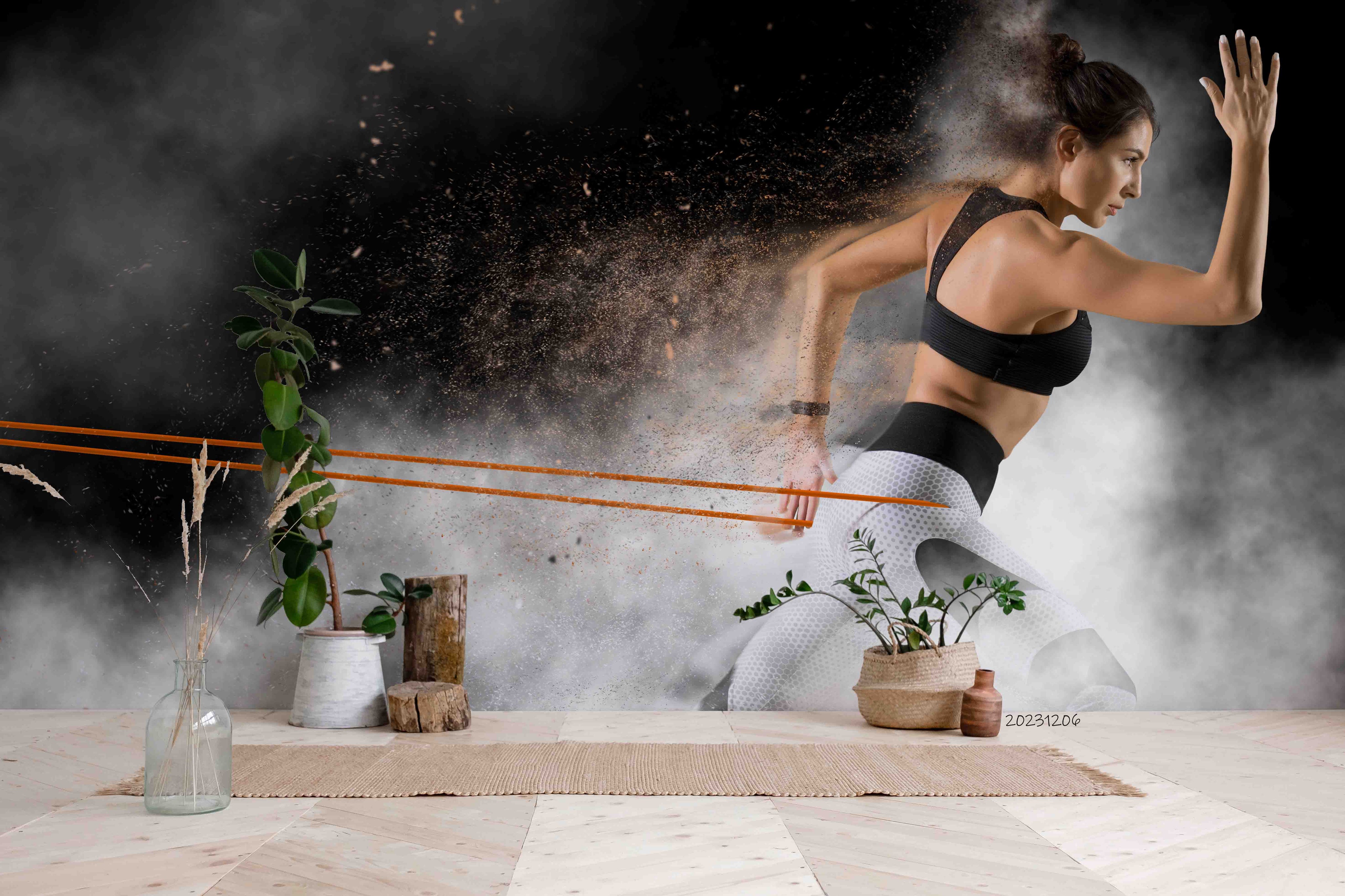 3D Woman Fitness Room Stretch Fog Wall Mural Wallpaper YXL 121