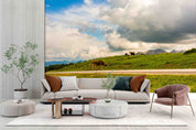 3D Sky Cloud Mountains Grassland Cow Wallpaper Wall Mural Wall Decor Wall Art Wall Sticker Remoable Wallpaper LQH