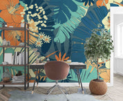 3D Hand Drawn Colorful Tropical Plant Leaf Floral Wall Mural Wallpaper GD 3378- Jess Art Decoration