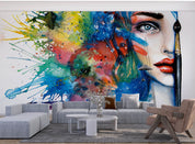 Graffiti Head Face Writing Brush Wallpaper portrait street art wall mural for bedroom or creative studio - view 3