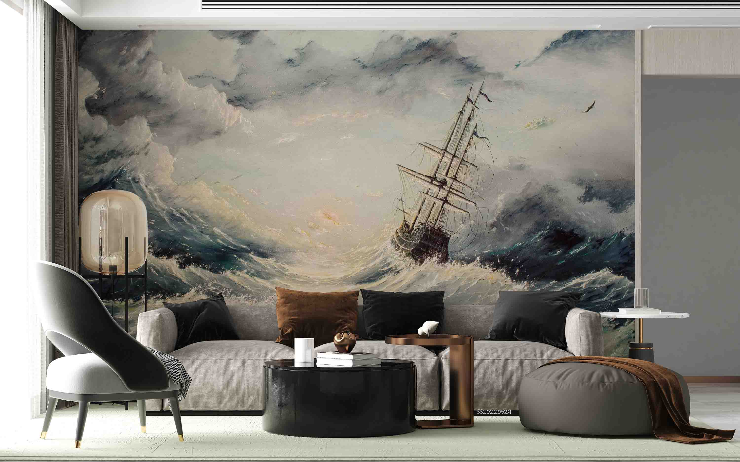 3D Oil Painting Huge Waves Sailboat Wall Mural Wallpaper GD 4312- Jess Art Decoration