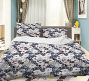 3D Floral Leaf Gray Quilt Cover Set Bedding Set Duvet Cover Pillowcase 518