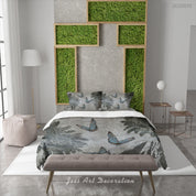 3D Tree Butterfly Gray Quilt Cover Set Bedding Set Duvet Cover Pillowcase 522