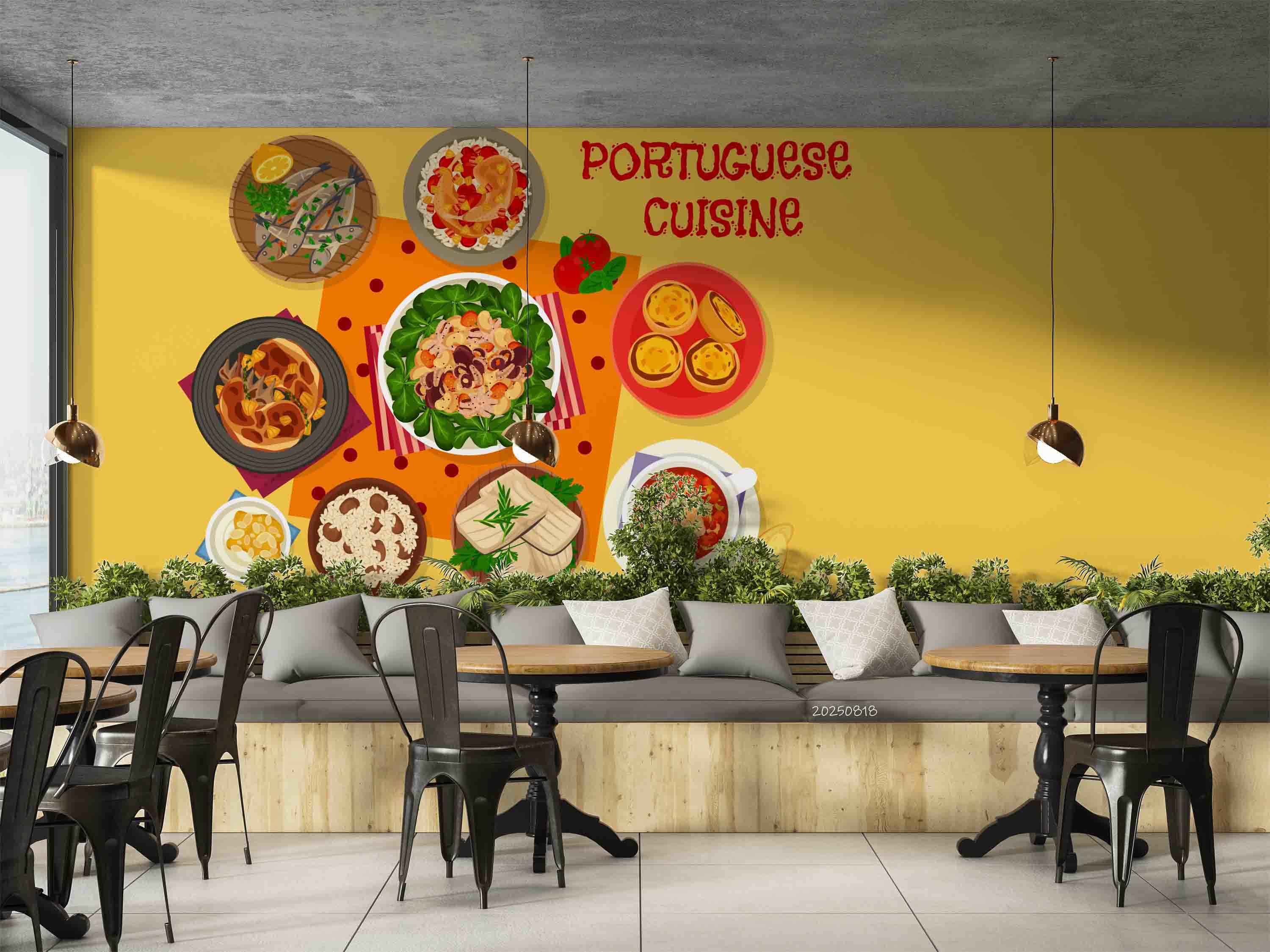 3D Restaurant Snack Bar Diner Fast Food Wall Mural Wallpaper 50