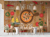 3D Restaurant Snack Bar Diner Fast Food Pizza Wall Mural Wallpaper 17