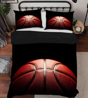 3D Sports Basketball Black Quilt Cover Set with Pillowcases