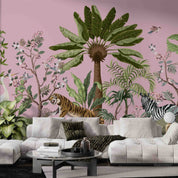 3D Tropical Jungle Tree Tiger Zebra Heron Wall Mural Wallpaper GD 4213- Jess Art Decoration