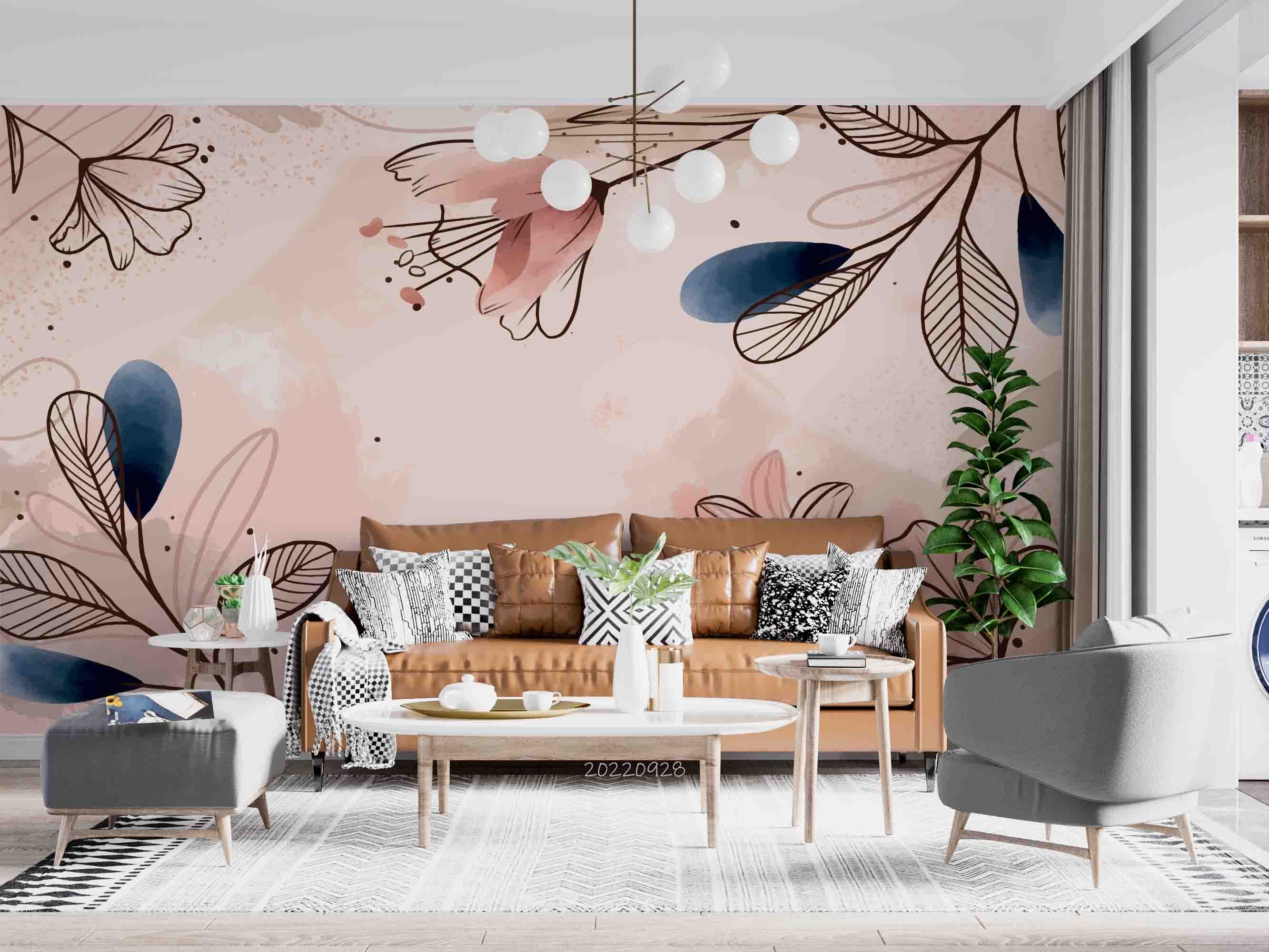3D Hand Drawn Watercolor Floral Wall Mural Wallpaper GD 3361- Jess Art Decoration