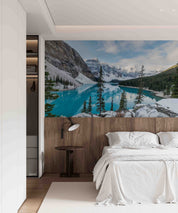 3D Hotel Inn Motel Hostel Resort Manor Scenery Snow Mountain Lake Wall Mural Wallpaper 9