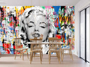 3D Graffiti Movie Star Portrait black white graffiti star portrait wall mural wallpaper for living room - view 2
