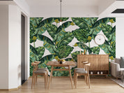 3D Vintage Tropical Green Plantain Leaves Wall Mural Wallpaper GD 3694- Jess Art Decoration