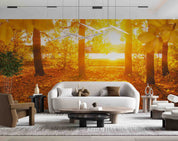 3D Autumn Forest Fallen Leaves River Sunset Scenery Wall Mural Wallpaper GD 4978- Jess Art Decoration
