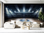 Basketball Court Lamplight Floor Wallpaper basketball wall mural for bedroom, gym or sports room