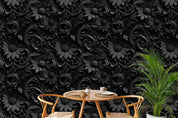 3D Black Floral Leaf Background Wallpaper Wall Mural Wall Decor Wall Art Wall Sticker Remoable Wallpaper