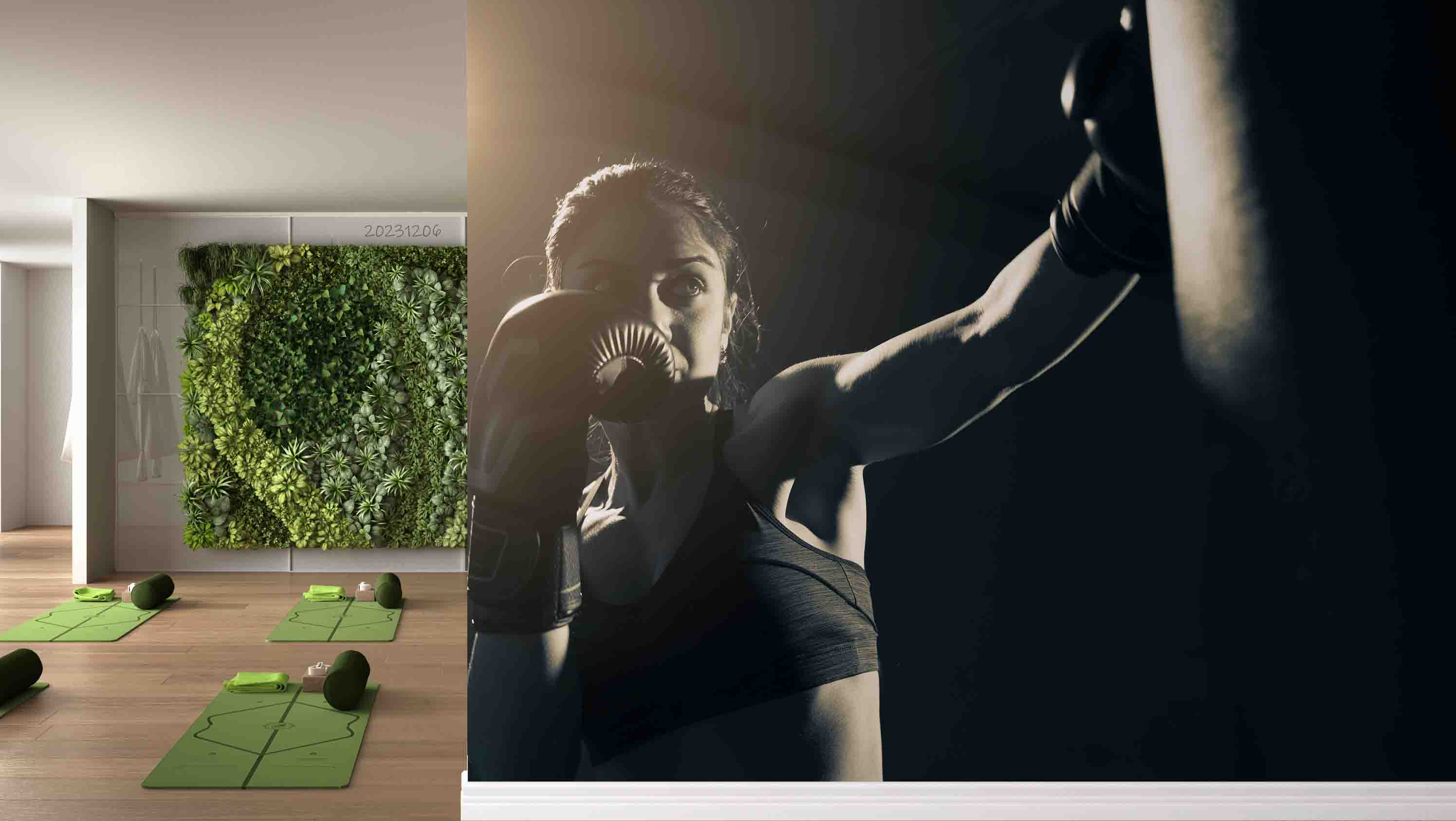 3D Woman Boxing Glove Boxing Earthbags Light Wall Mural Wallpaper YXL 95