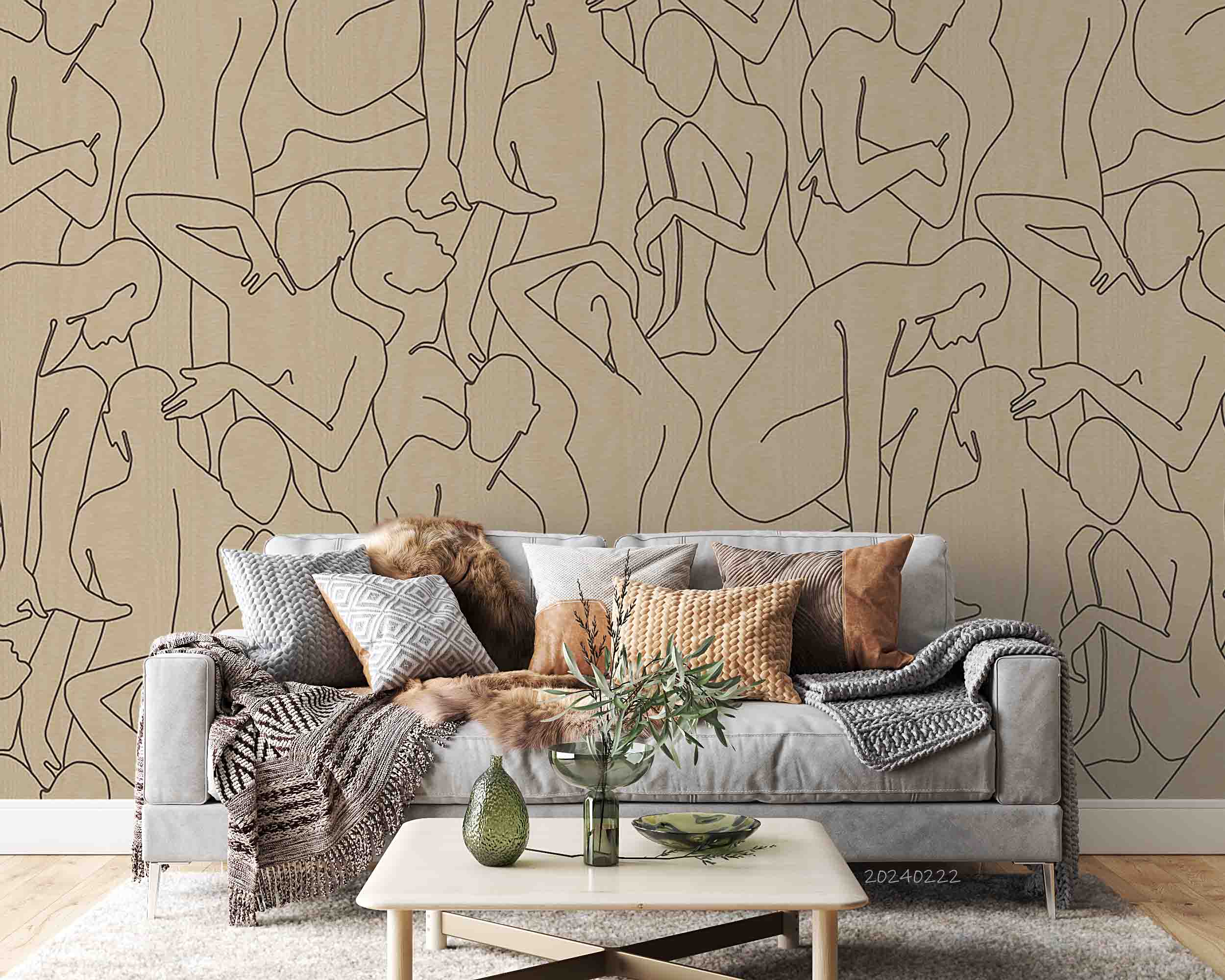 3D Abstract Brown People Cartoon Wallpaper Wall Mural Wall Decor Wall Art Wall Sticker Remoable Wallpaper LQH