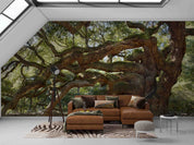 3D Forest Tree Trunk Sunlight Leaf Wall Mural Wallpaper YXL 502