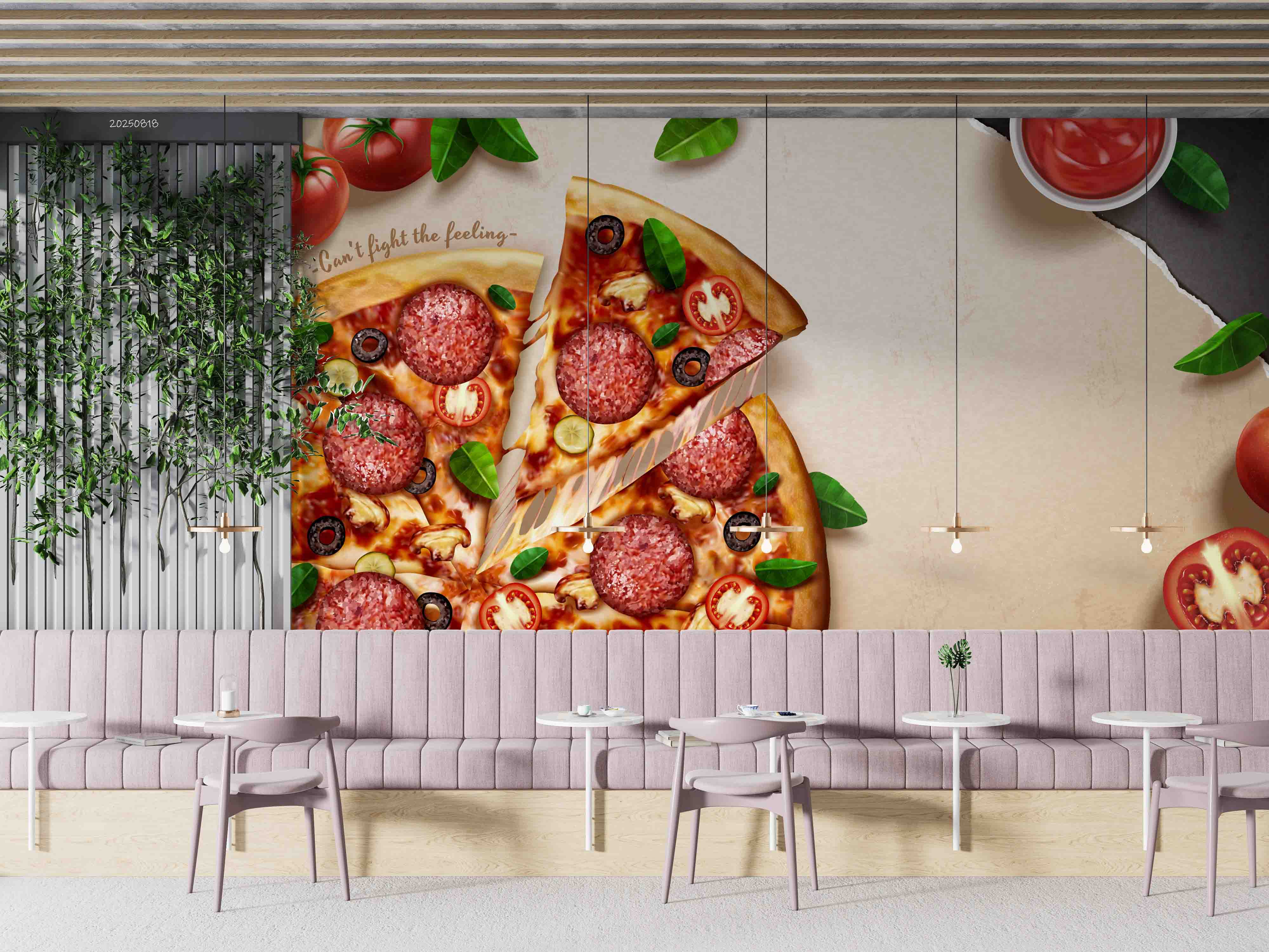 3D Restaurant Snack Bar Diner Fast Food Pizza Wall Mural Wallpaper 27