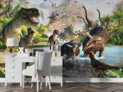 3D Jurassic Dinosaurs Jurassic dinosaur jungle mural wall mural wallpaper for kids room - view 4