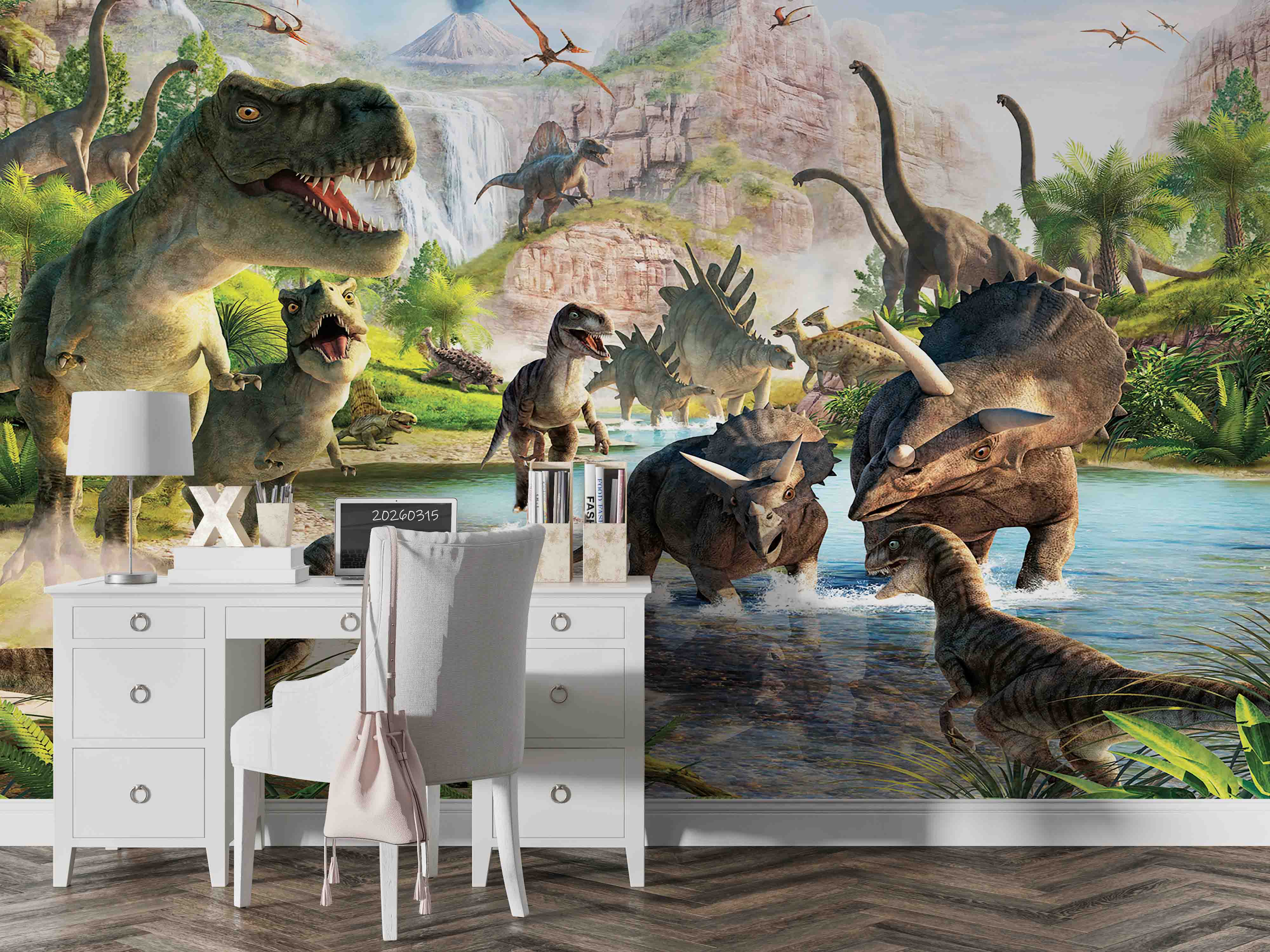 3D Jurassic Dinosaurs Jurassic dinosaur jungle mural wall mural wallpaper for kids room - view 4