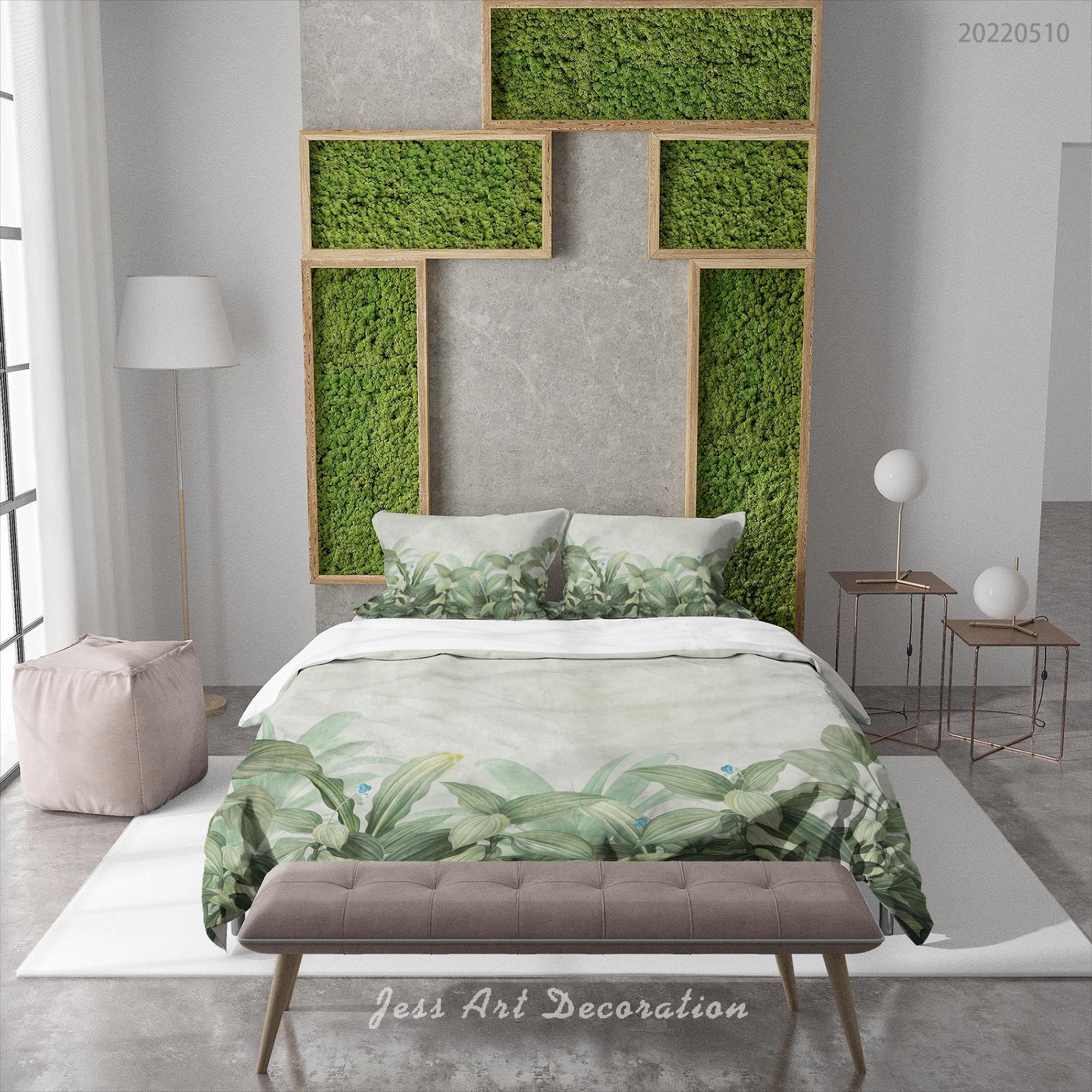 3D Plant Leaf Butterfly Quilt Cover Set Bedding Set Duvet Cover Pillowcase 40