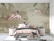 3D Animal Flamingo River Reed Leaf Wall Mural Wallpaper YXL 5- Jess Art Decoration