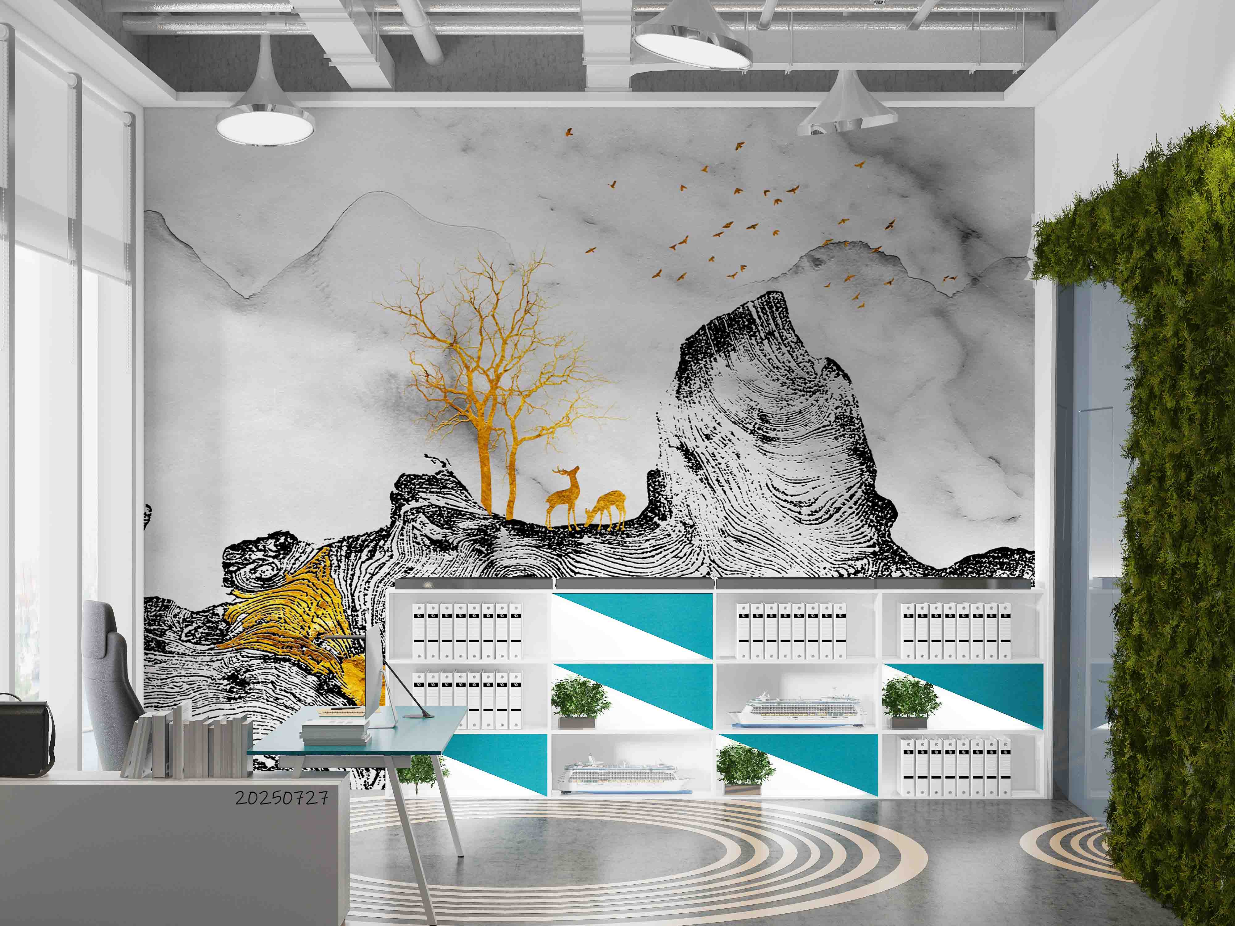 3D Office Business Commerce Ink Painting Wall Mural Wallpaper 41