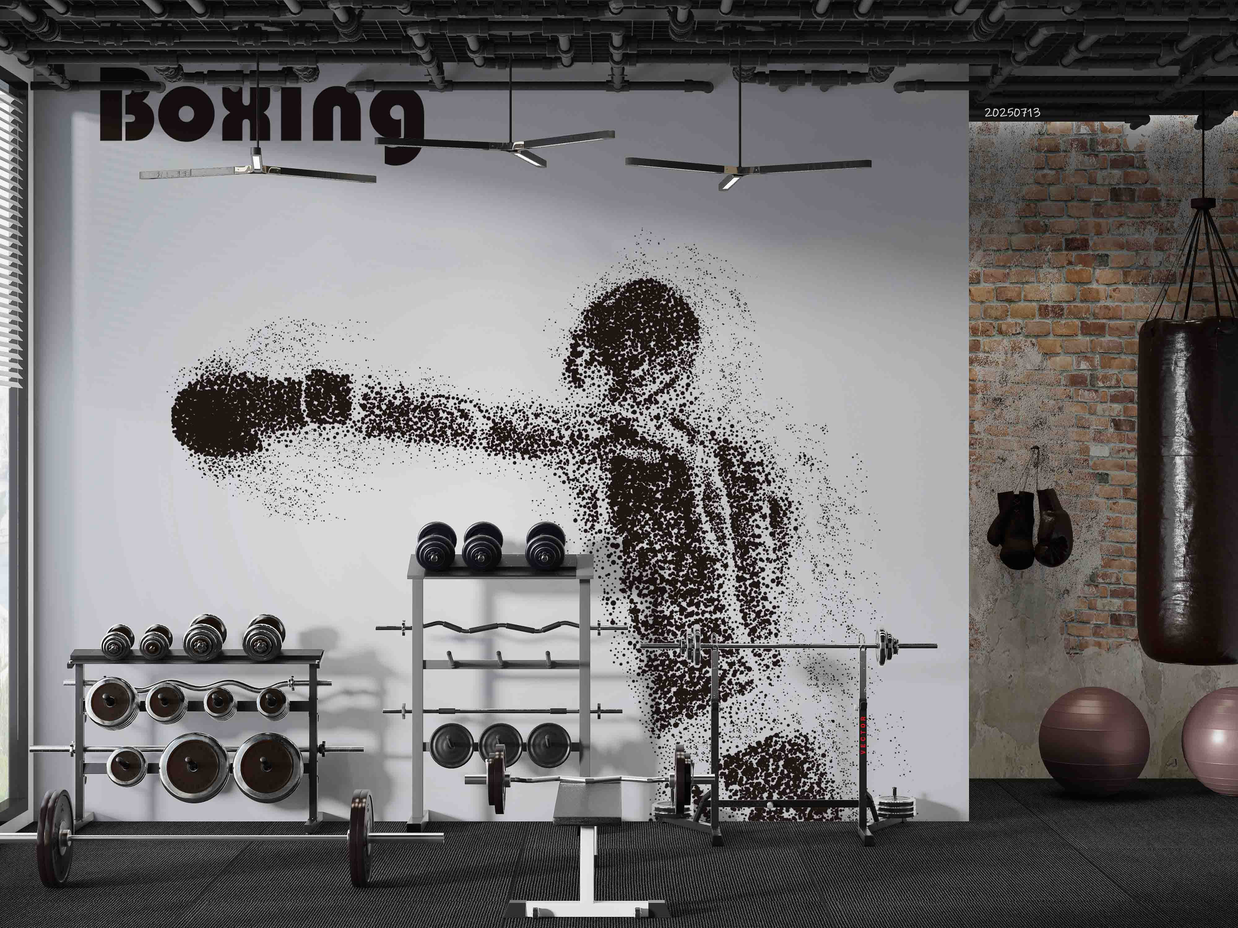 3D Gym Fitness Gymnasium Boxing Wall Mural Wallpaper 62