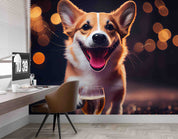 3D Animal Dog Night Yellow Wall Mural Wallpaper YXL 1845