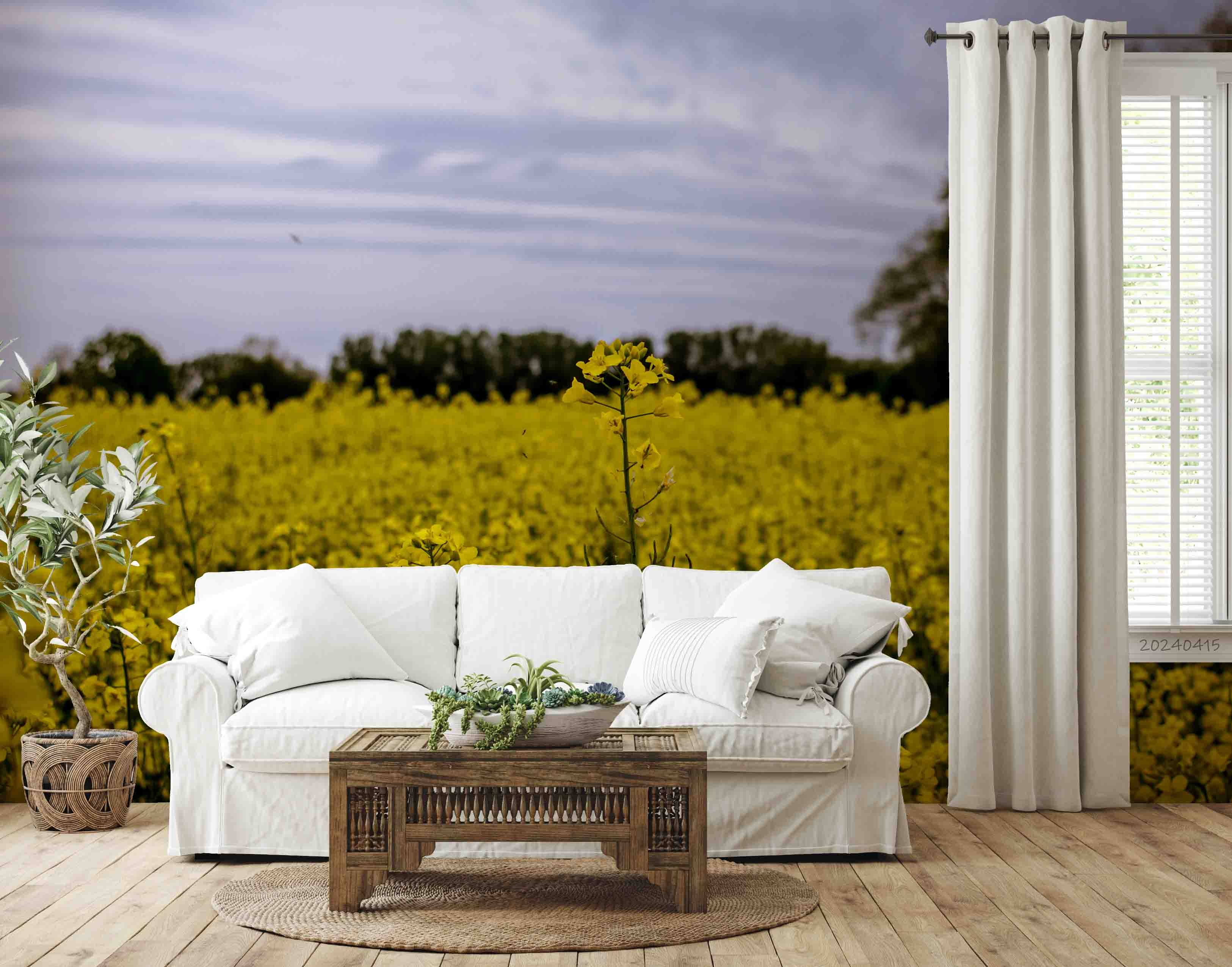 3D Yellow Rapeseed Field Floral Wallpaper Wall Mural Wall Decor Wall Art Wall Sticker Remoable Wallpaper
