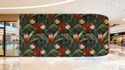 3D Retail Shop Store Market Trade Floral Leaves Pattern Wall Mural Wallpaper 4